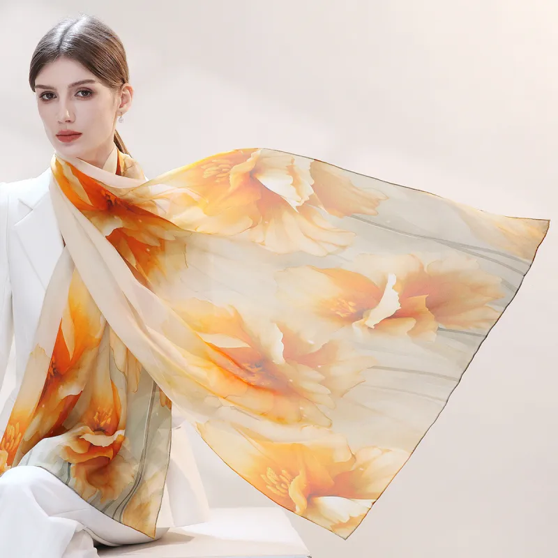 Shanghai Story 100% Mulberry Silk Silk Scarves Women's Imperial Flower Evening Gift Box Set-11