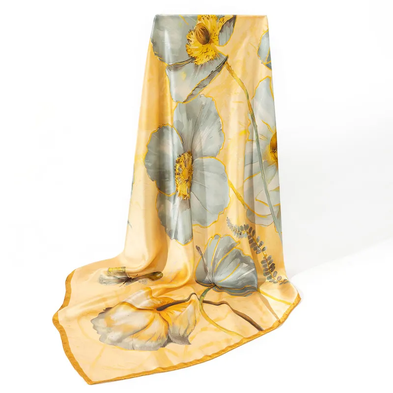 Shanghai Story 100% Mulberry Silk Scarves Women's Blue White, Gift Box Set-64