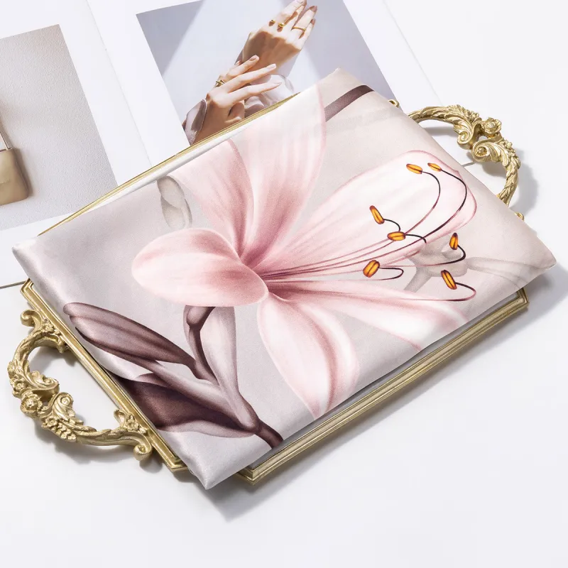 Shanghai Story 100% Mulberry Silk Scarves Women's Summer Solstice Listening To Lotus, Gift Box Set-17