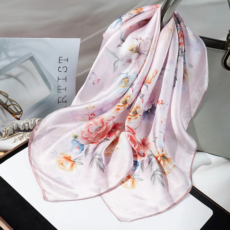 Shanghai Story 100% Mulberry Silk Silk Scarves Women's Patch Bamboo Leaf Flower Gift Box Set-112