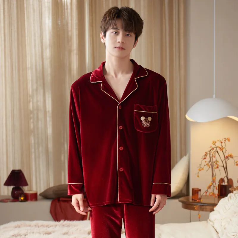 Shanghai Story Pajama Set Unisex 2 Piece Set Burgundy-6