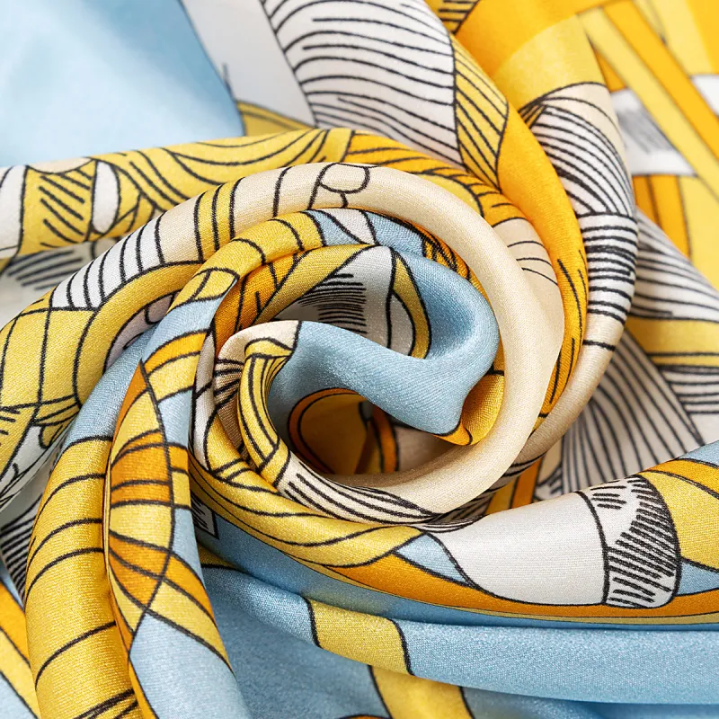 Shanghai Story 100% Mulberry Silk Scarves Women's Blue White, Gift Box Set-90