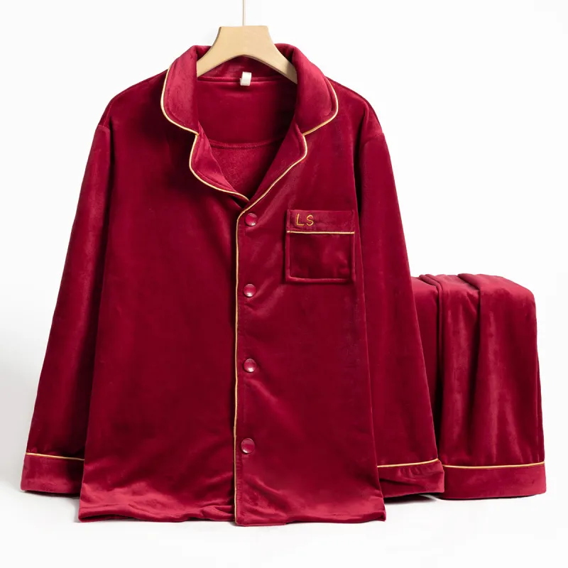 Shanghai Story Pajama Set Unisex 2 Piece Set Burgundy-2