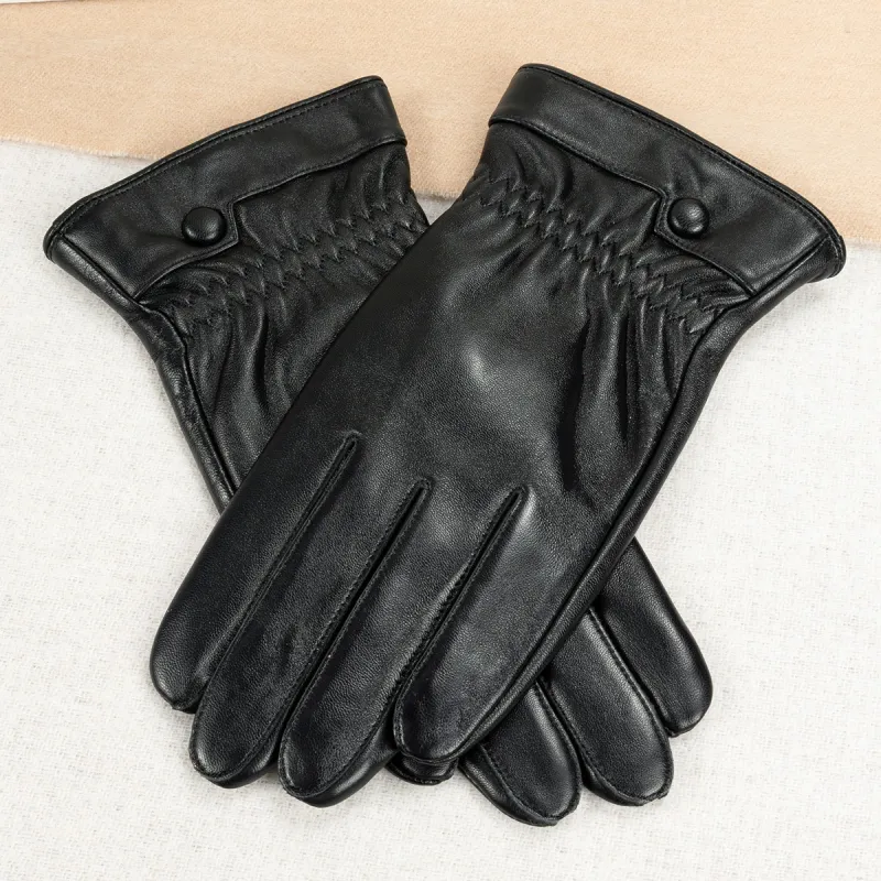 Shanghai Story Sheepskin Knit Gloves Men's Black Gift Box Set-67