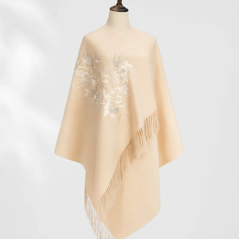 Shanghai Story 100% Sheep Wool Shawls Women's Floral Pattern 4 Colors Available-2