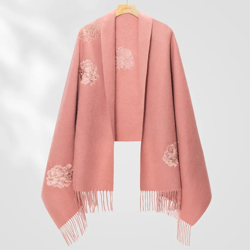 Shanghai Story Sheep Wool Shawls Women's Prosperous Era Peony 4 Colors-2