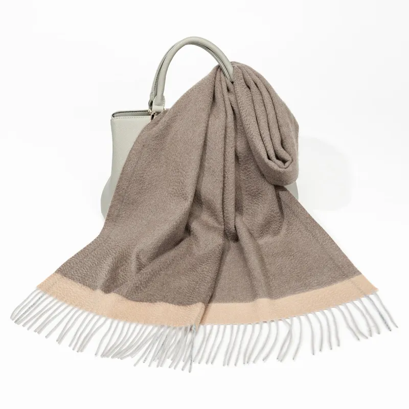 Shanghai Story 100% Cashmere Knit Scarves Women's Camel White Gift Box Set-3