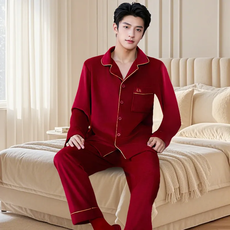 Shanghai Story Pajama Set Unisex 2 Piece Set Burgundy-1