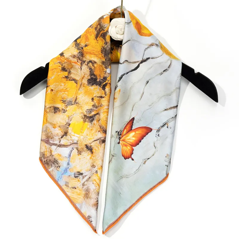 Shanghai Story 100% Mulberry Silk Scarves Women's Fragrant Tea Elegance, Gift Box Set-40