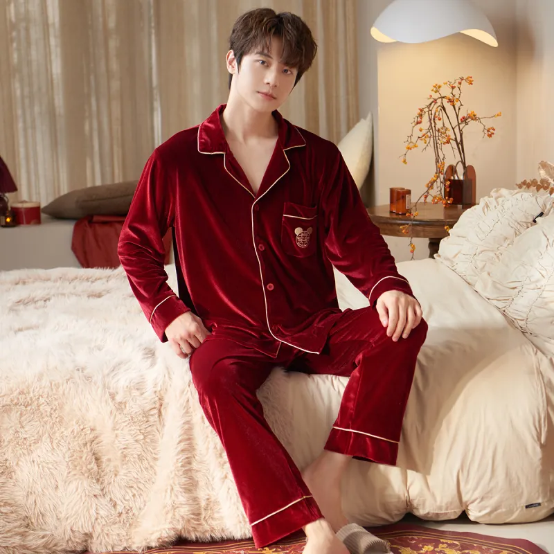 Shanghai Story Pajama Set Unisex 2 Piece Set Burgundy-5
