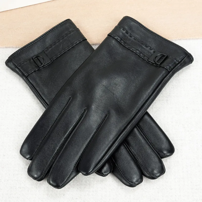 Shanghai Story Sheepskin Knit Gloves Men's Black Gift Box Set-71