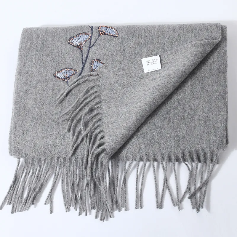 Shanghai Story 100% Sheep Wool Knit Scarves Women's Floral Butterfly Dance-16