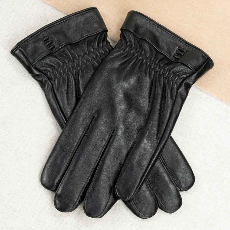 Shanghai Story Sheepskin Knit Gloves Men's Black Gift Box Set-6