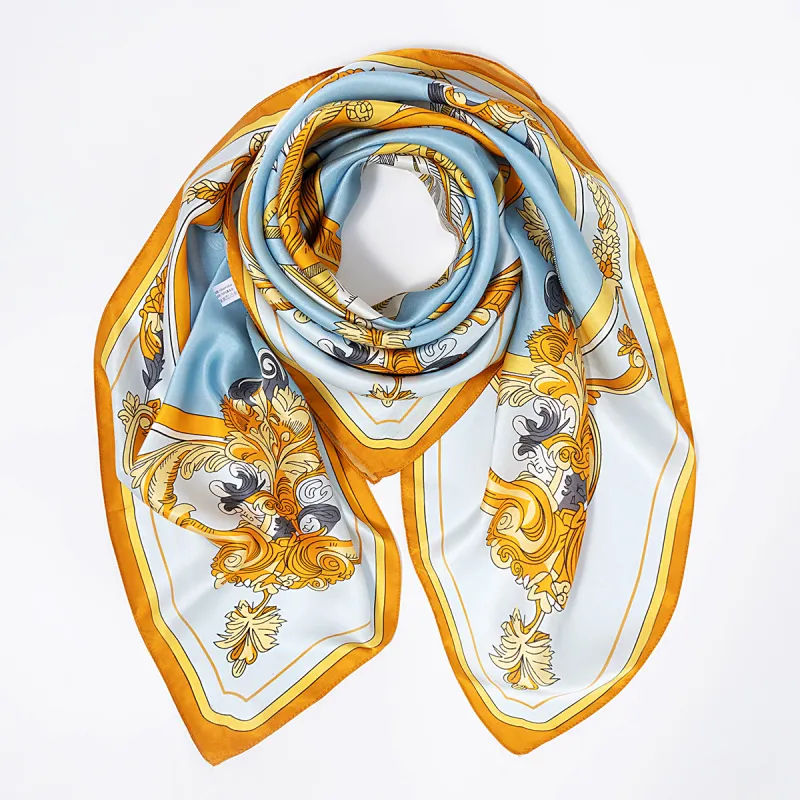 Shanghai Story 100% Mulberry Silk Scarves Women's Blue White, Gift Box Set-87
