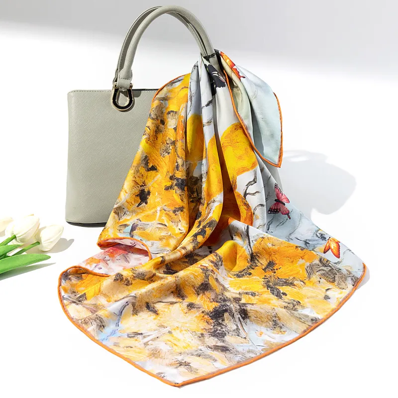 Shanghai Story 100% Mulberry Silk Scarves Women's Fragrant Tea Elegance, Gift Box Set-42