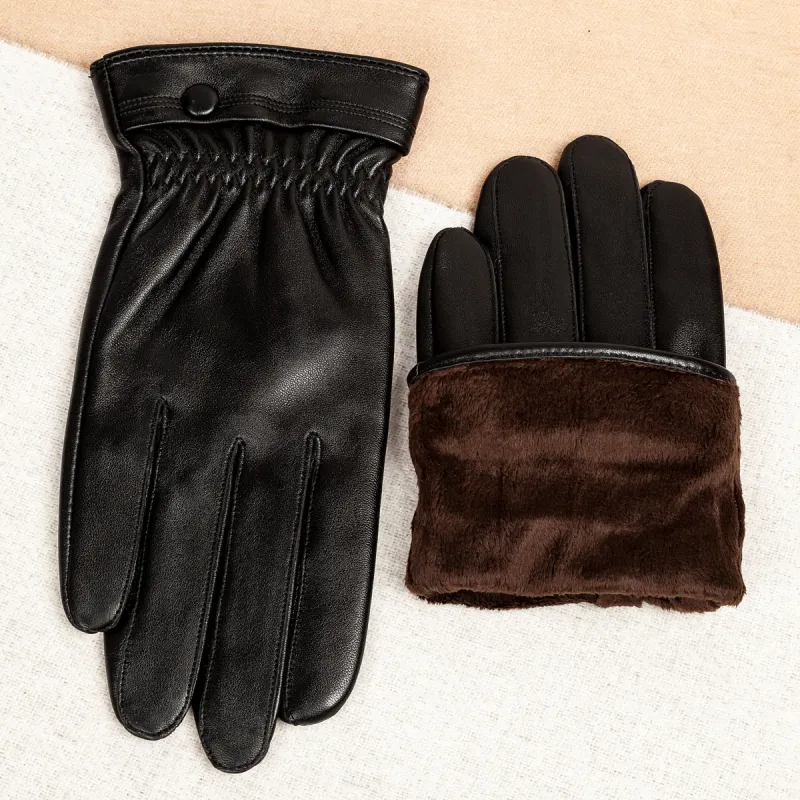Shanghai Story Sheepskin Knit Gloves Men's Black Gift Box Set-31