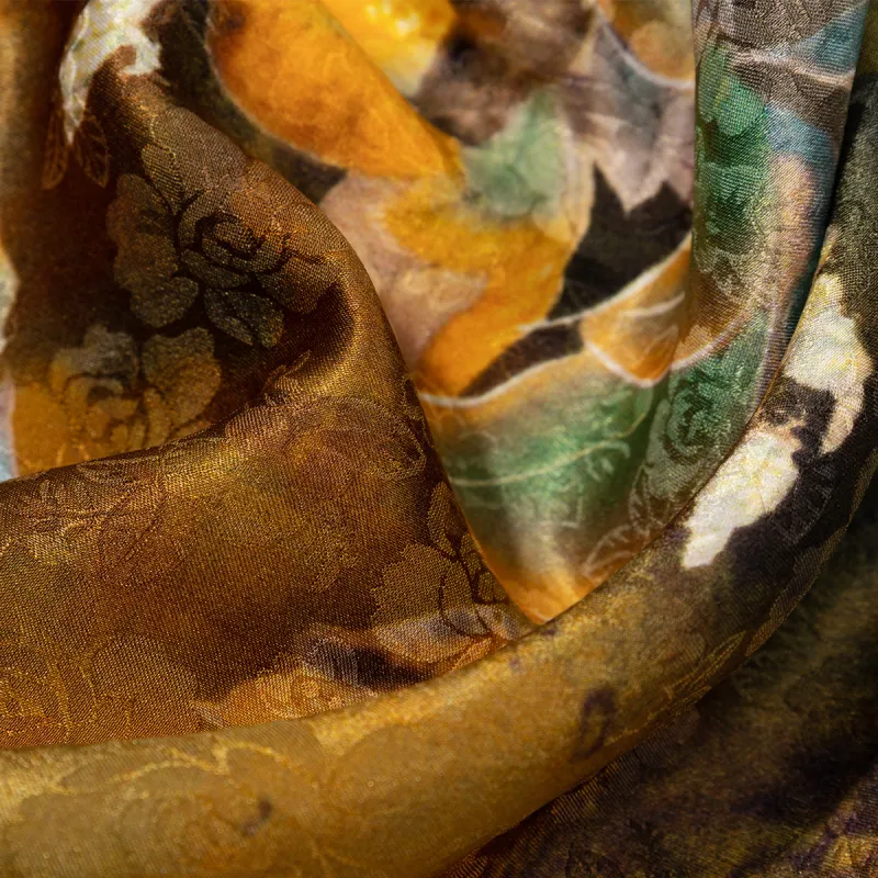 Shanghai Story 100% Mulberry Silk Scarves Women's Luxurious Golden Autumn, Gift Box Set-4