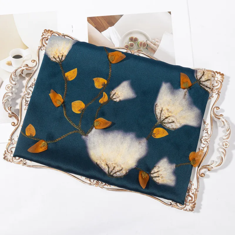 Shanghai Story 100% Mulberry Silk Scarves Women's Crape Myrtle Begonia, Gift Box Set-2