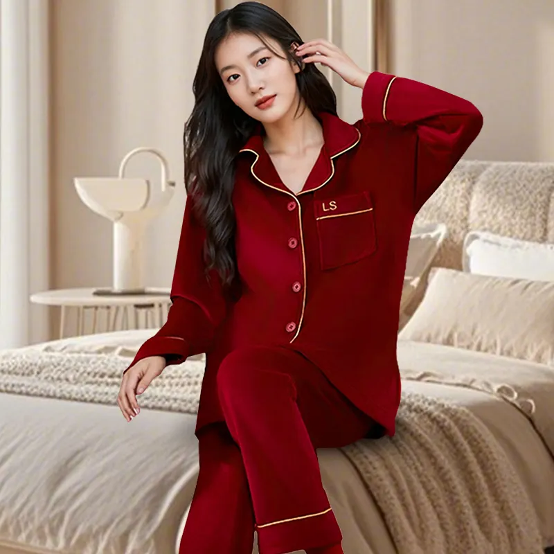 Shanghai Story Pajama Set Unisex 2 Piece Set Burgundy-6