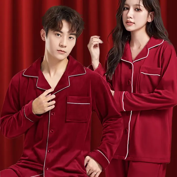 Shanghai Story Pajama Set Unisex 2 Piece Set Burgundy-4
