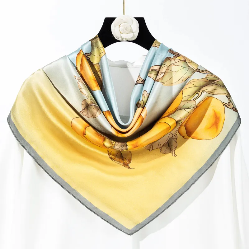Shanghai Story 100% Mulberry Silk Scarves Women's Blue White, Gift Box Set-57