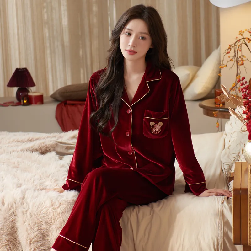 Shanghai Story Pajama Set Unisex 2 Piece Set Burgundy-12