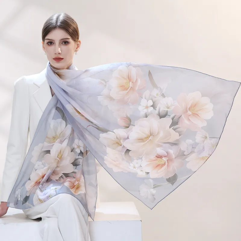 Shanghai Story 100% Mulberry Silk Silk Scarves Women's Imperial Flower Evening Gift Box Set-7
