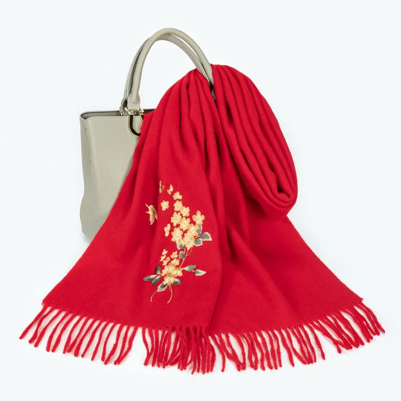 Shanghai Story 100% Sheep Wool Knit Scarves Women's Butterfly Arrives, Khaki-5