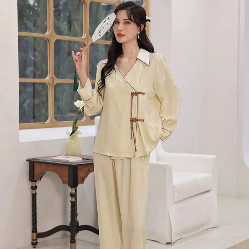Shanghai Story Pajama Set Women's Light Beige Yellow-1