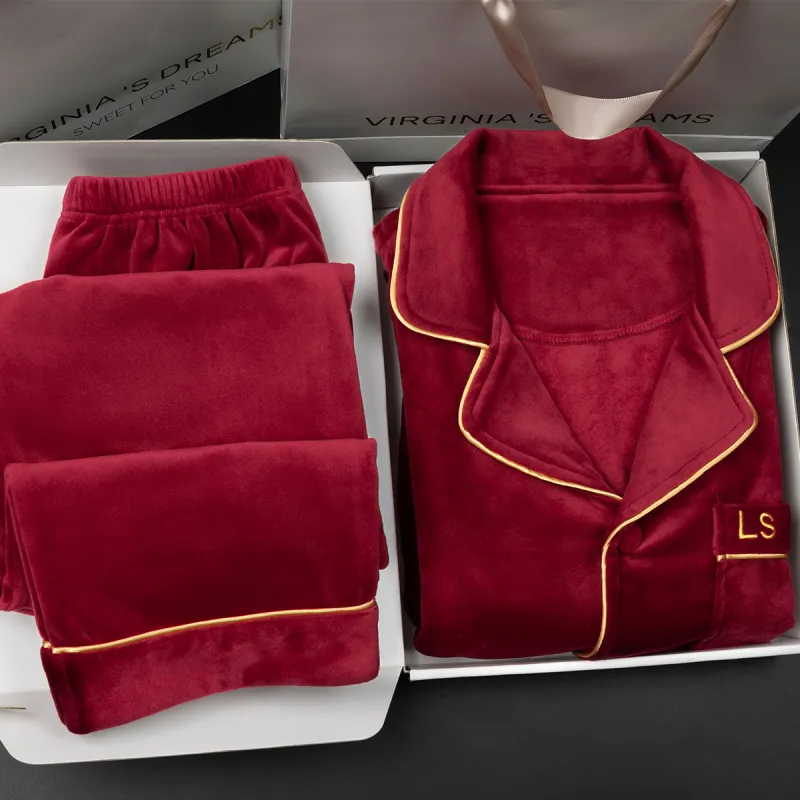 Shanghai Story Pajama Set Unisex 2 Piece Set Burgundy-3