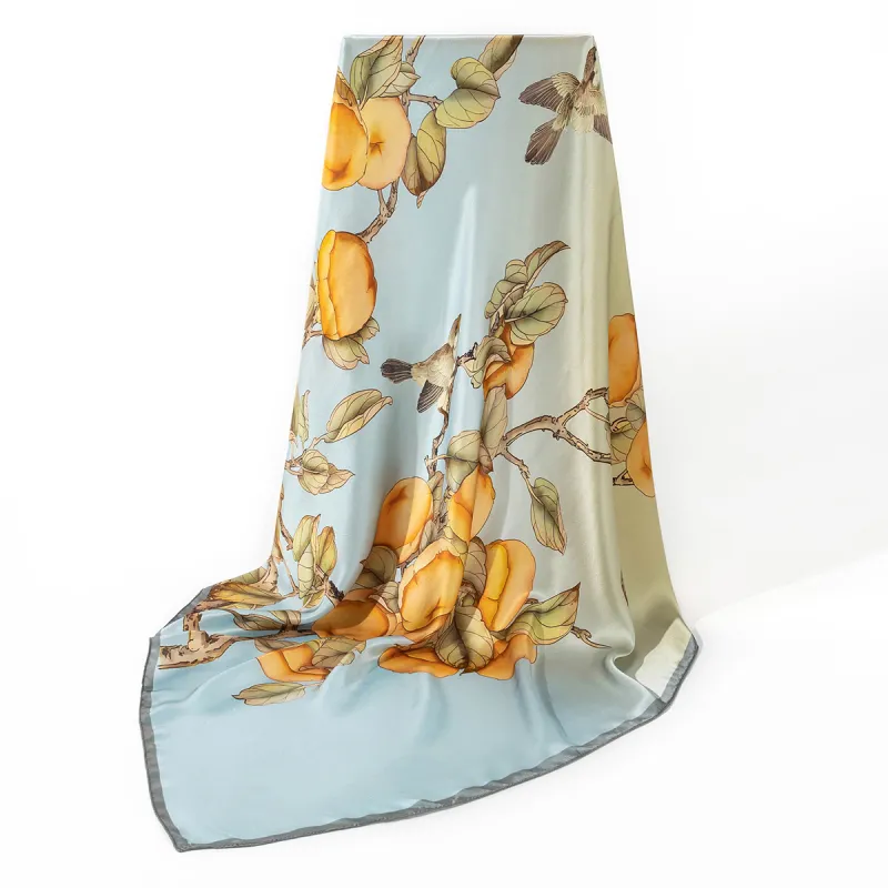 Shanghai Story 100% Mulberry Silk Scarves Women's Blue White, Gift Box Set-59