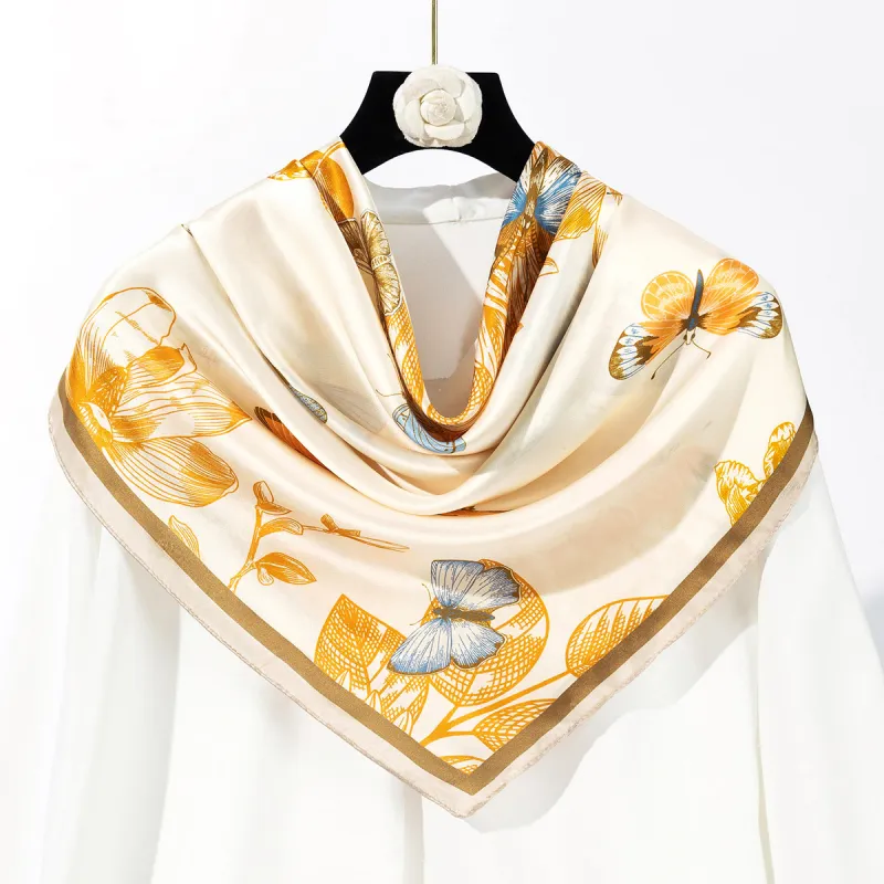 Shanghai Story 100% Mulberry Silk Scarves Women's Blue White, Gift Box Set-70