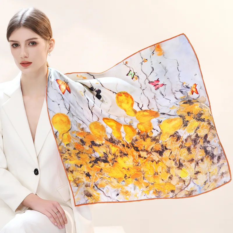 Shanghai Story 100% Mulberry Silk Scarves Women's Fragrant Tea Elegance, Gift Box Set-39
