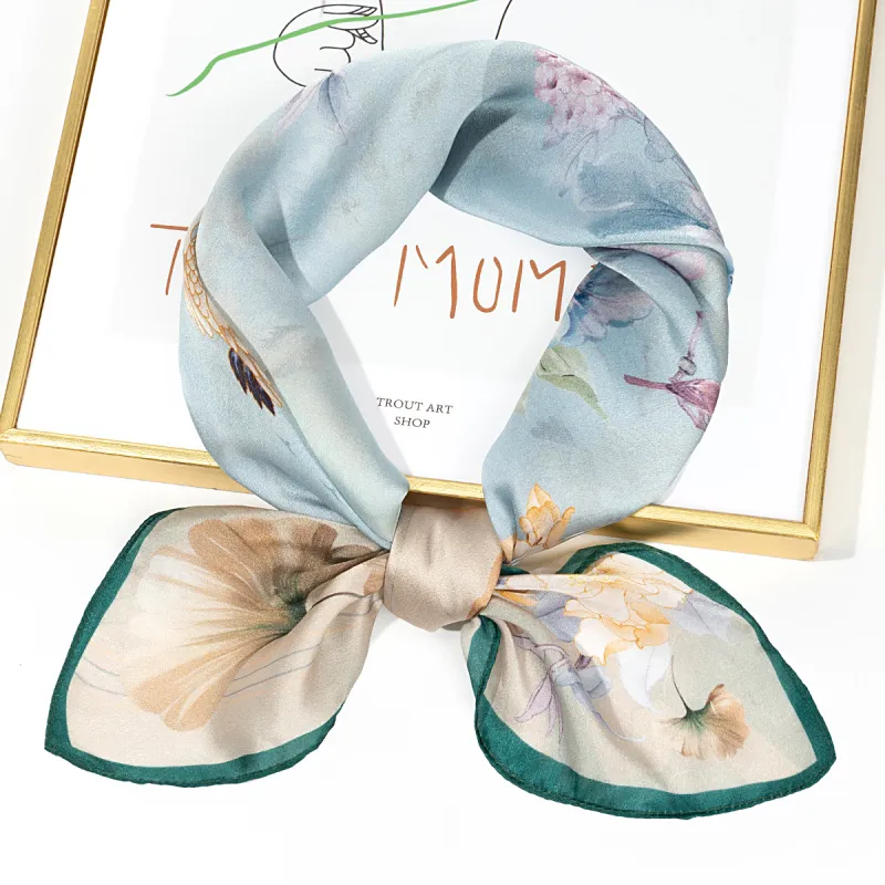 Shanghai Story 100% Mulberry Silk Silk Scarves Women's Patch Bamboo Leaf Flower Gift Box Set-83