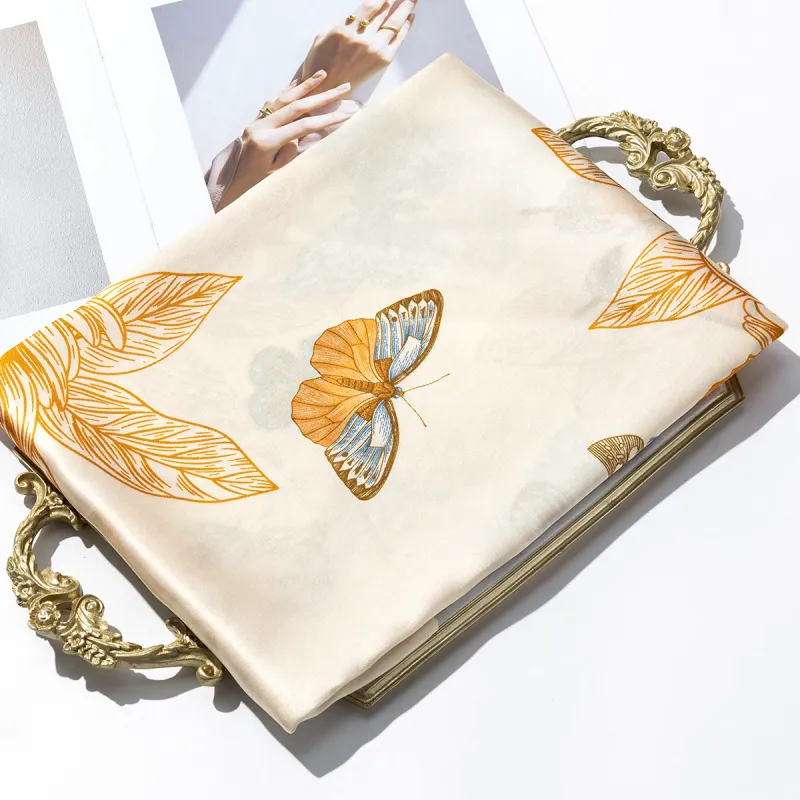 Shanghai Story 100% Mulberry Silk Scarves Women's Blue White, Gift Box Set-69
