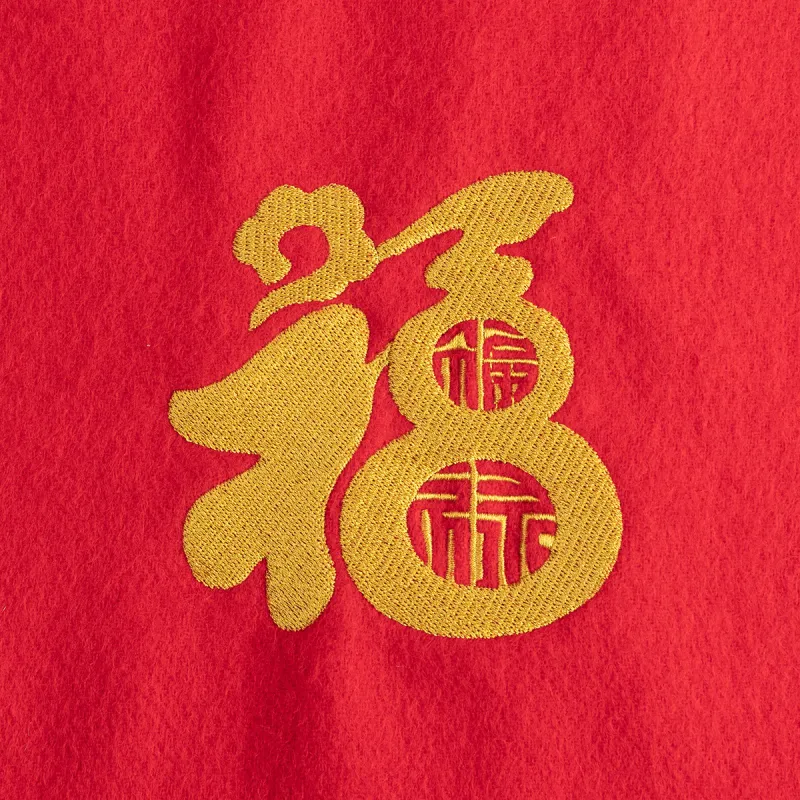 Shanghai Story 100% Sheep Wool Knit Scarves Unisex Embroidery Red 4 Colors-13