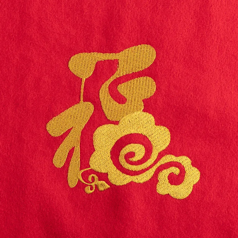 Shanghai Story 100% Sheep Wool Knit Scarves Unisex Embroidery Red 4 Colors-1