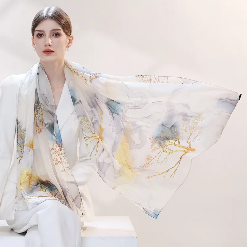 Shanghai Story 100% Mulberry Silk Silk Scarves Women's Imperial Flower Evening Gift Box Set-23
