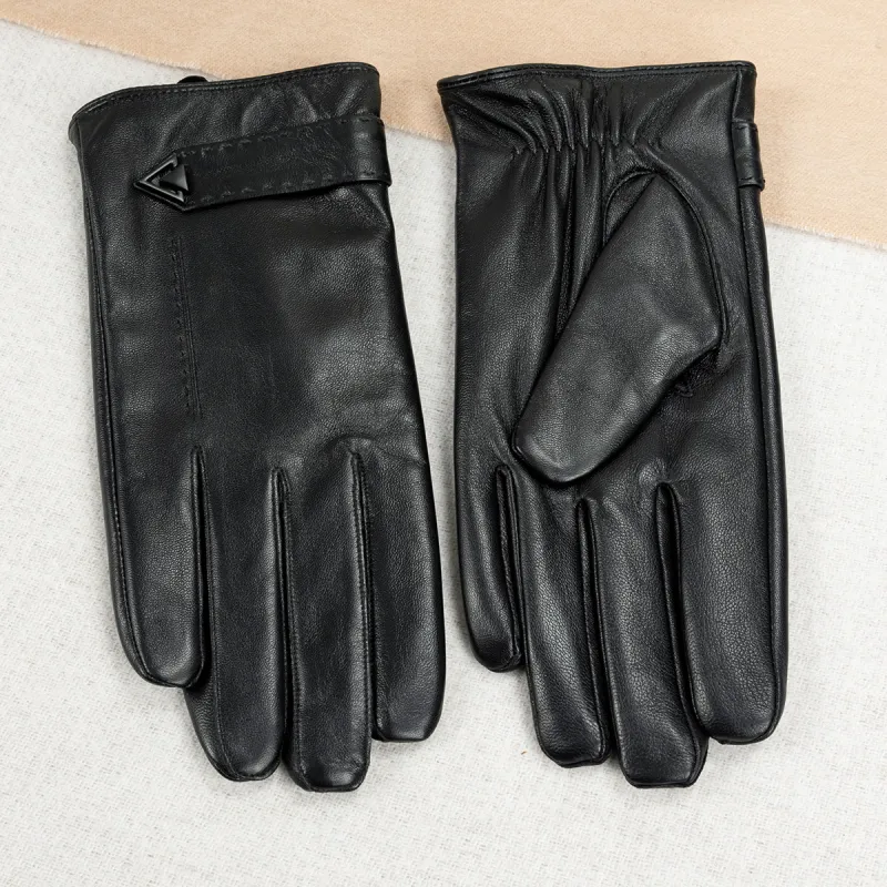 Shanghai Story Sheepskin Knit Gloves Men's Black Gift Box Set-14
