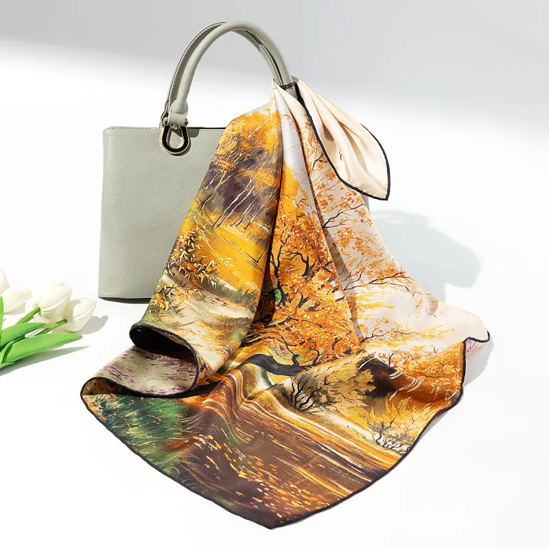 Shanghai Story 100% Mulberry Silk Scarves Women's Fragrant Tea Elegance, Gift Box Set-28