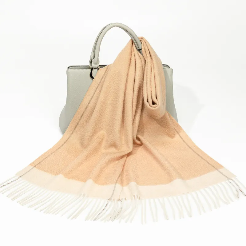 Shanghai Story 100% Cashmere Knit Scarves Women's Camel White Gift Box Set-1