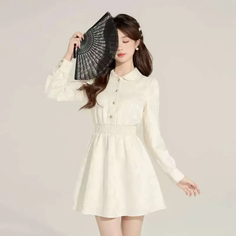 Beautiful Wardrobe Long Sleeved Dress Women's Apricot-7