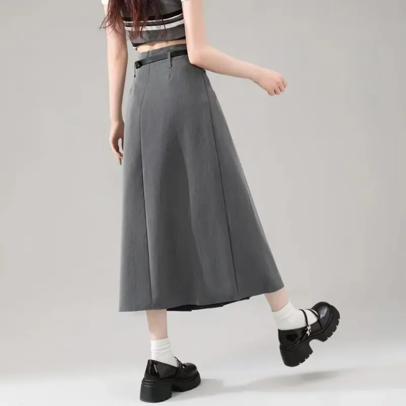Beautiful Wardrobe Casual Long Skirt Women's Gray-1