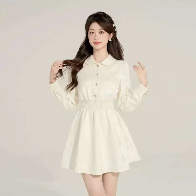 Beautiful Wardrobe Long Sleeved Dress Women's Apricot-5