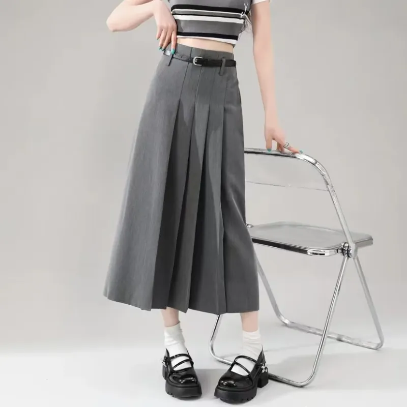 Beautiful Wardrobe Casual Long Skirt Women's Gray-3