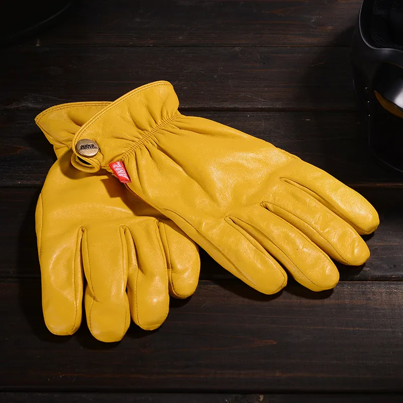AMZ Riding Equipment Cycling Glove Unisex Sheepskin Vintage Yellow-2