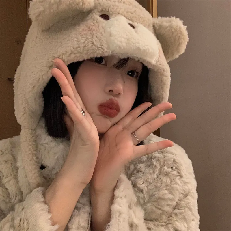 Yi Bu Kang Plush Yarn Hats & Caps Unisex-4