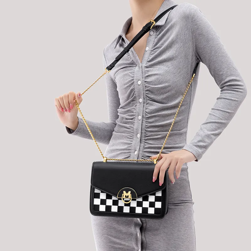 MAKEUP KITTEN With Cow Leather Small Square Bag, Crossbody Bag, Shoulder Bag Women's Black-8