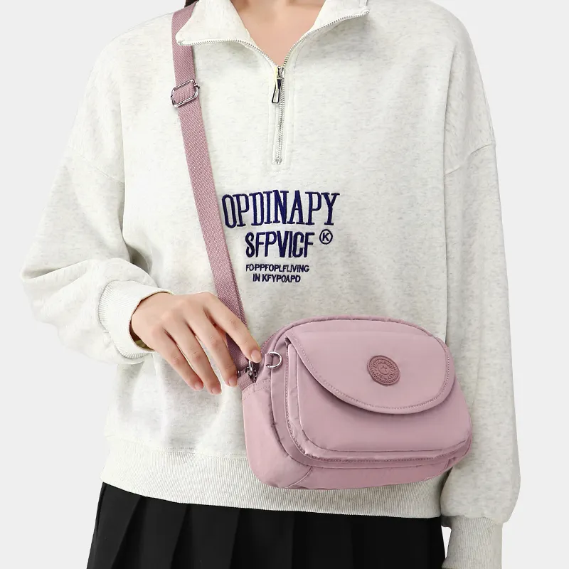 MAKEUP KITTEN Nylon And Synthetic Leather Shoulder Bag Crossbody Bag Regular Women's Black/Pink Purple-5