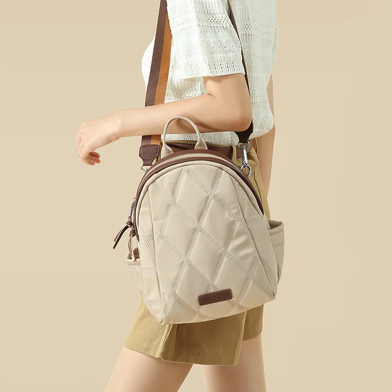 MAKEUP KITTEN Synthetic Leather Backpacks Backpack Regular Women's Apricot/Black/Khaki Apricot-19